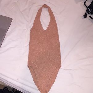 Pink Sparkly Backless Bodysuit